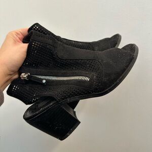 Black Ankle Heels with Zipper Detail